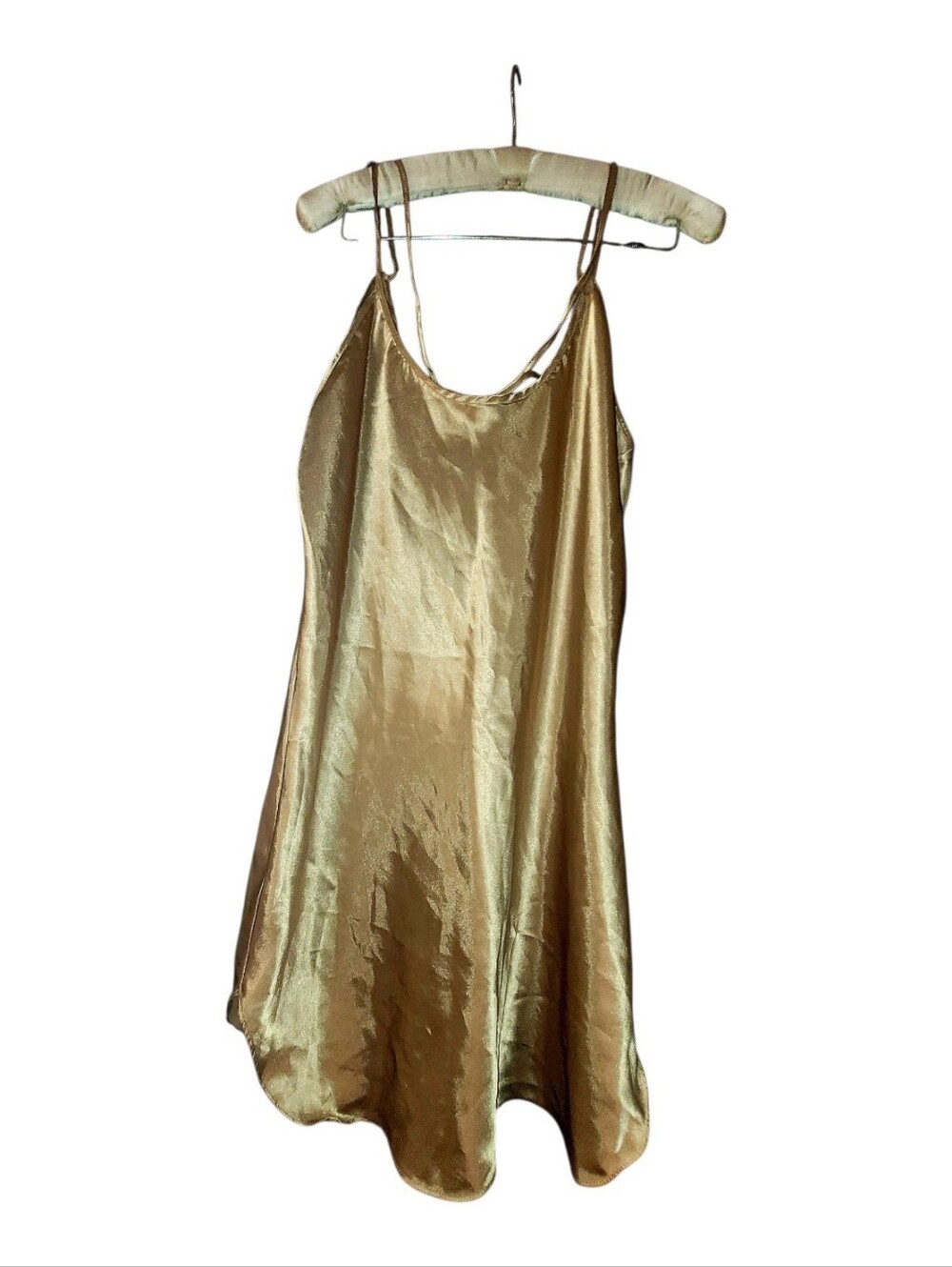Vintage Cinema Etoile Gold Satin Nighty Babydoll Lingerie Slip Dress M